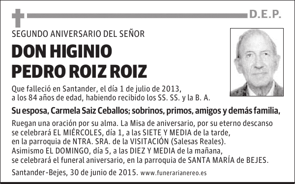 Higinio Pedro Roiz Roiz