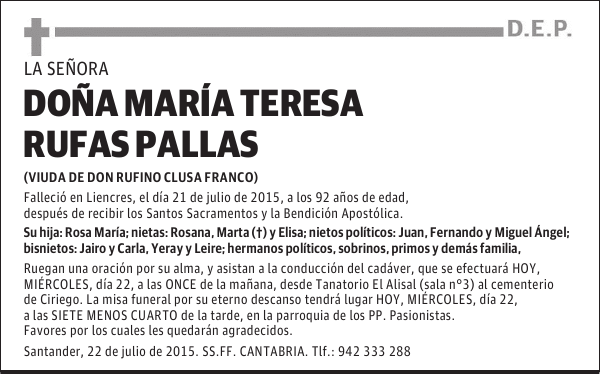 MARÍA TERESA RUFAS PALLAS