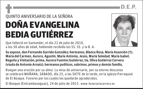Evangelina Bedia Gutiérrez