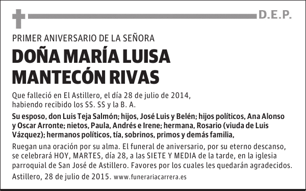 MARÍA LUISA MANTECÓN RIVAS