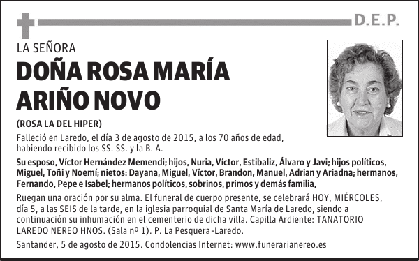 ROSA MARIA ARIÑO NOVO