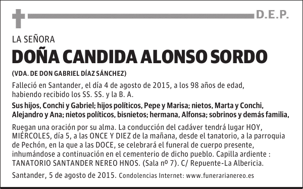 CANDIDA ALONSO SORDO