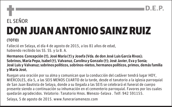 JUAN ANTONIO SAINZ RUIZ
