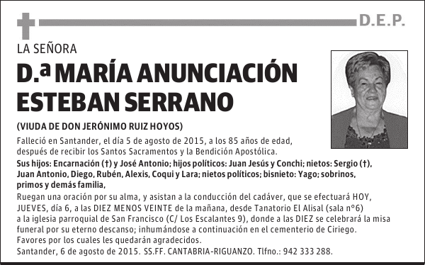 MARÍA ANUNCIACIÓN ESTEBAN SERRANO