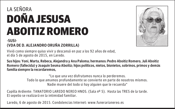 JESUSA ABOITIZ ROMERO