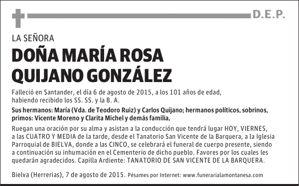Doña María Rosa Quijano González