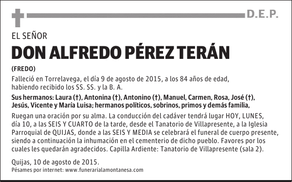ALFREDO PEREZ TERAN