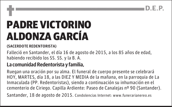 PADRE VICTORINO ALDONZA GARCIA