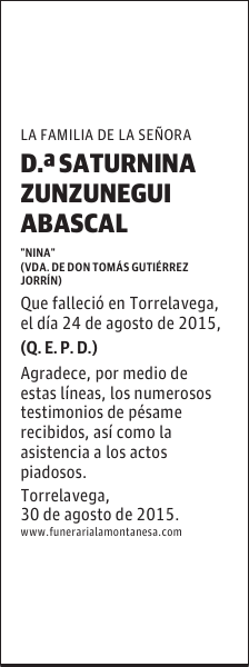 Saturnina Zunzunegui Abascal