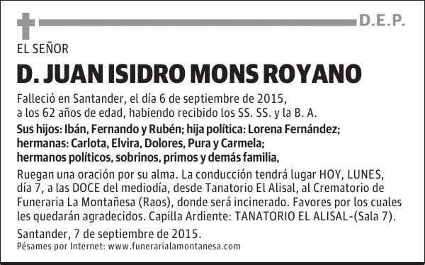 Juan Isidro Mons Royano 1