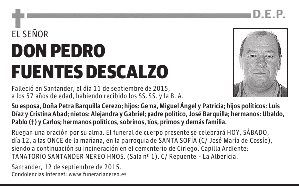 DON PEDRO FUENTES DESCALZO