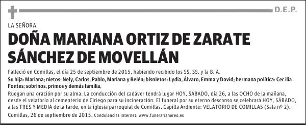 MARIANA ORTIZ DE ZARATE SANCHEZ DE MOVELLAN