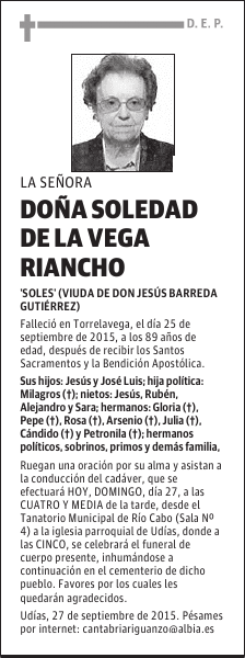 SOLEDAD DE LA VEGA RIANCHO