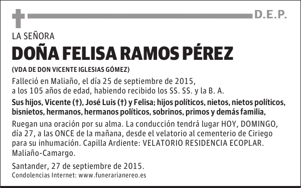 FELISA RAMOS PEREZ