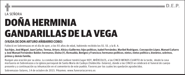 HERMINIA GANDARILLAS DE LA VEGA