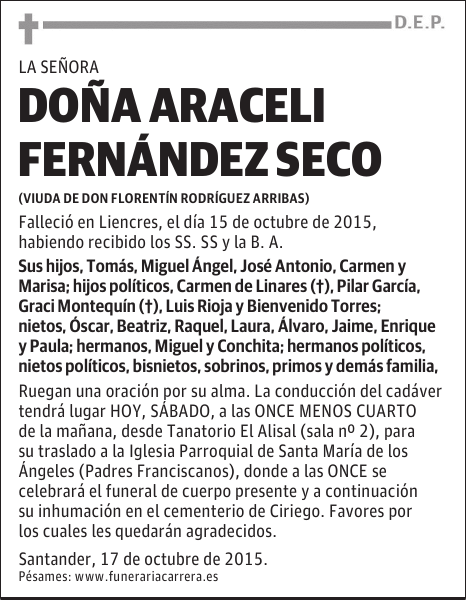 DOÑA ARACELI FERNANDEZ SECO