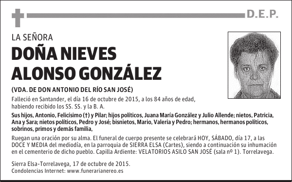DOÑA NIEVES ALONSO GONZALEZ