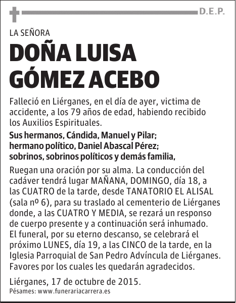 DOÑA LUISA GOMEZ ACEBO