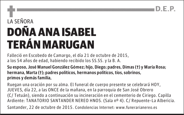 ANA ISABEL TERAN MARUGAN