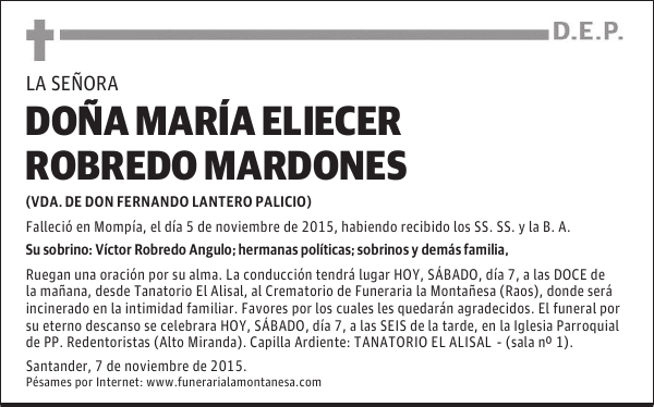 Doña Maria Eliecer Robredo Mardones