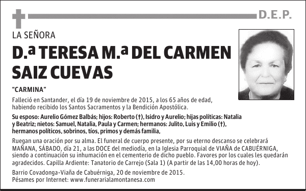 Teresa Mª del Carmen Saiz Cuevas