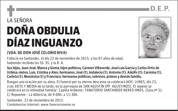 DOÑA OBDULIA DIAZ INGUANZO