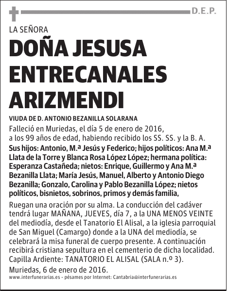 JESUSA ENTRECANALES ARIZMENDI
