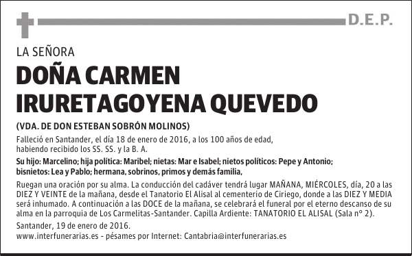 CARMEN IRURETAGOYENA QUEVEDO