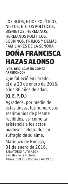 FRANCISCA HAZAS ALONSO