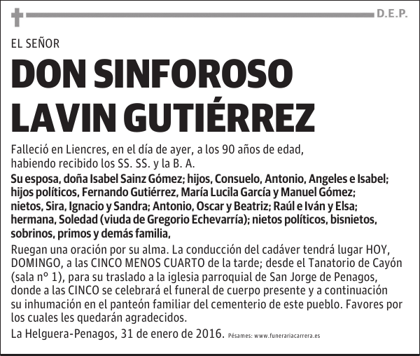 SINFOROSO LAVIN GUTIÉRREZ