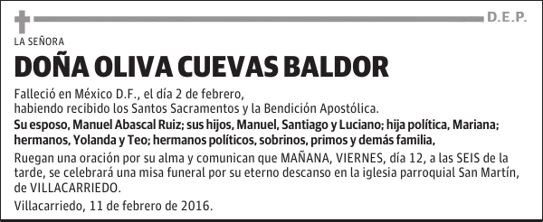 Oliva Cuevas Baldor