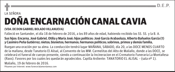 DOÑA ENCARNACION CANAL CAVIA