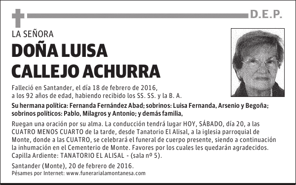 DOÑA LUISA CALLEJO ACHURRA