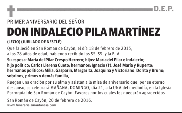 DON INDALECIO PILA MARTÍNEZ