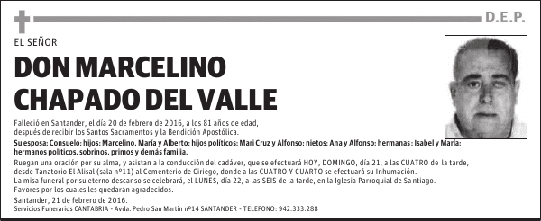 DON MARCELINO CHAPADO DEL VALLE