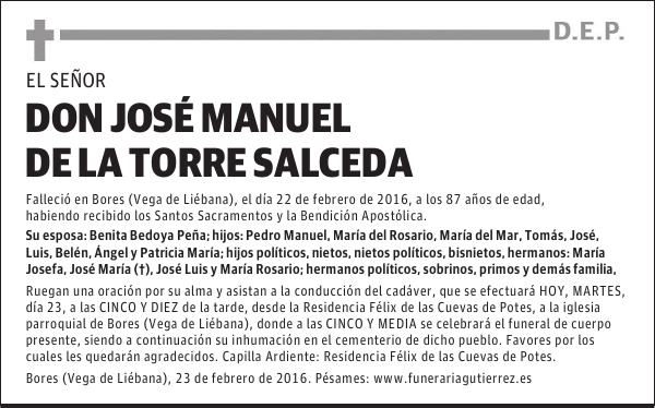 D. JOSÉ MANUEL DE LA TORRE SALCEDA