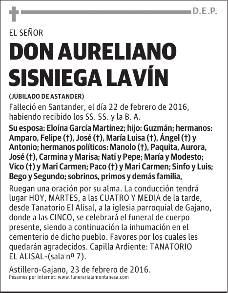 Don Aureliano Sisniega Lavín