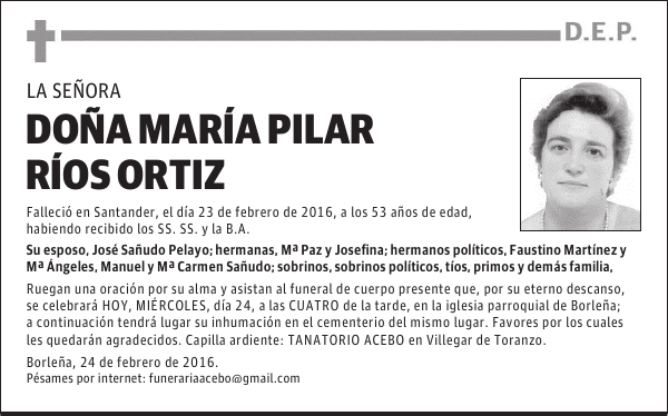 DOÑA MARÍA PILAR RÍOS ORTIZ