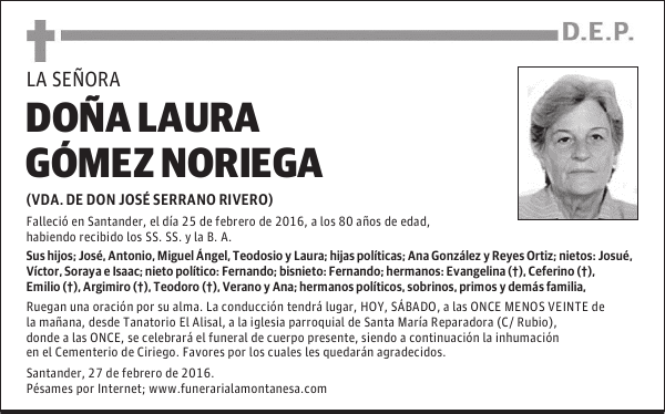 DOÑA LAURA GÓMEZ NORIEGA