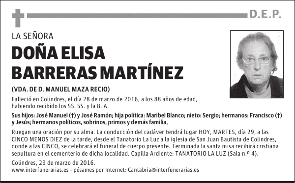 Da. ELISA BARRERAS MARTÍNEZ