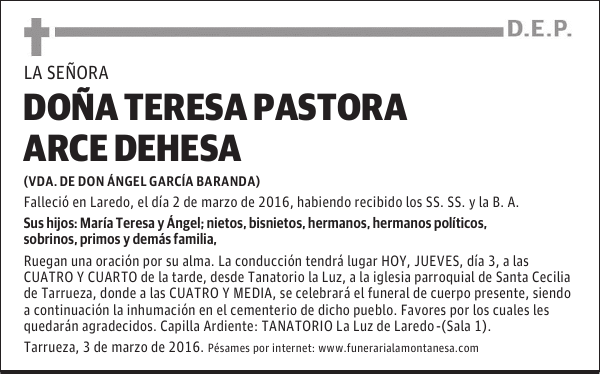 Doña Teresa Pastora Arce Dehesa