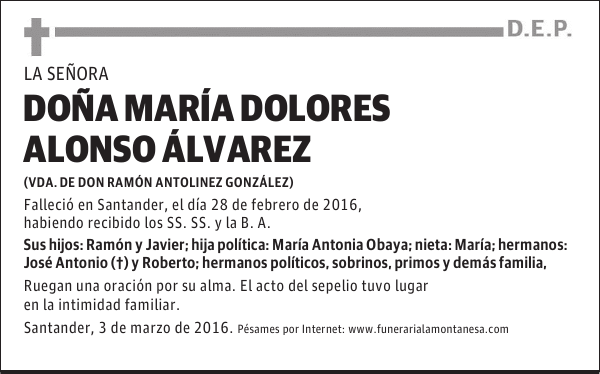 Doña María Dolores Alonso Álvarez