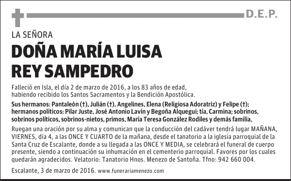 DOÑA MARÍA LUISA REY SAMPEDRO