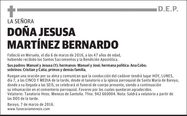 DOÑA JESUSA MARTÍNEZ BERNARDO