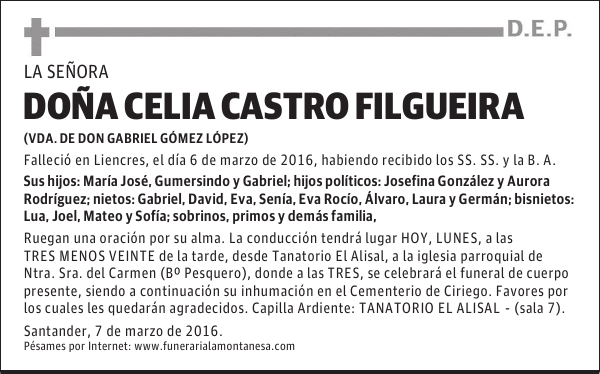 Doña Celia Castro Filgueira