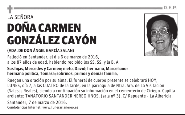 DOÑA CARMEN GONZÁLEZ CAYÓN