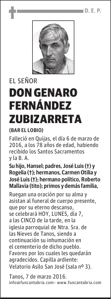 DON GENARO FERNÁNDEZ ZUBIZARRETA