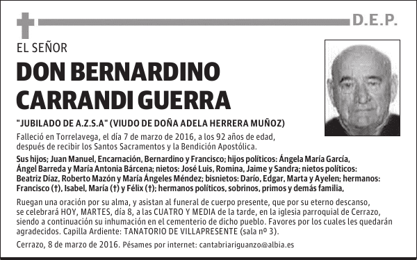 DON BERNARDINO CARRANDI GUERRA