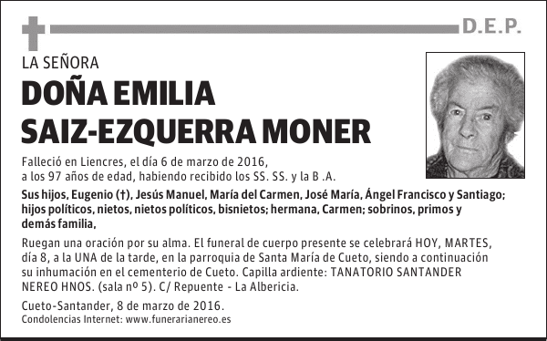 DOÑA EMILIA SAIZ-EZQUERRA MONER
