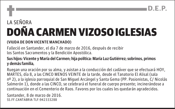 DOÑA CARMEN VIZOSO IGLESIAS